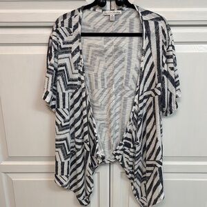 French Laundry Zigzag Patterned Cardigan. Size M. Navy Blue and White.